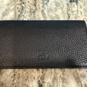 Coach Pebbled Black Leather Checkbook Cover